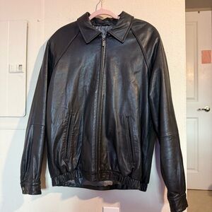 Vintage Arrow Genuine Leather Jacket Men’s Medium Black Zip Bomber 90s